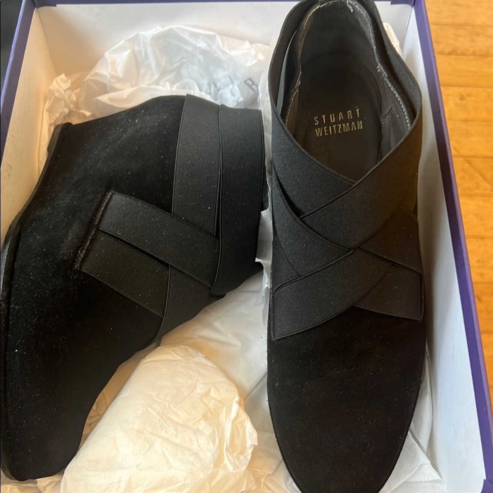 Stuart Weitzman Black Suede Ankle Boots